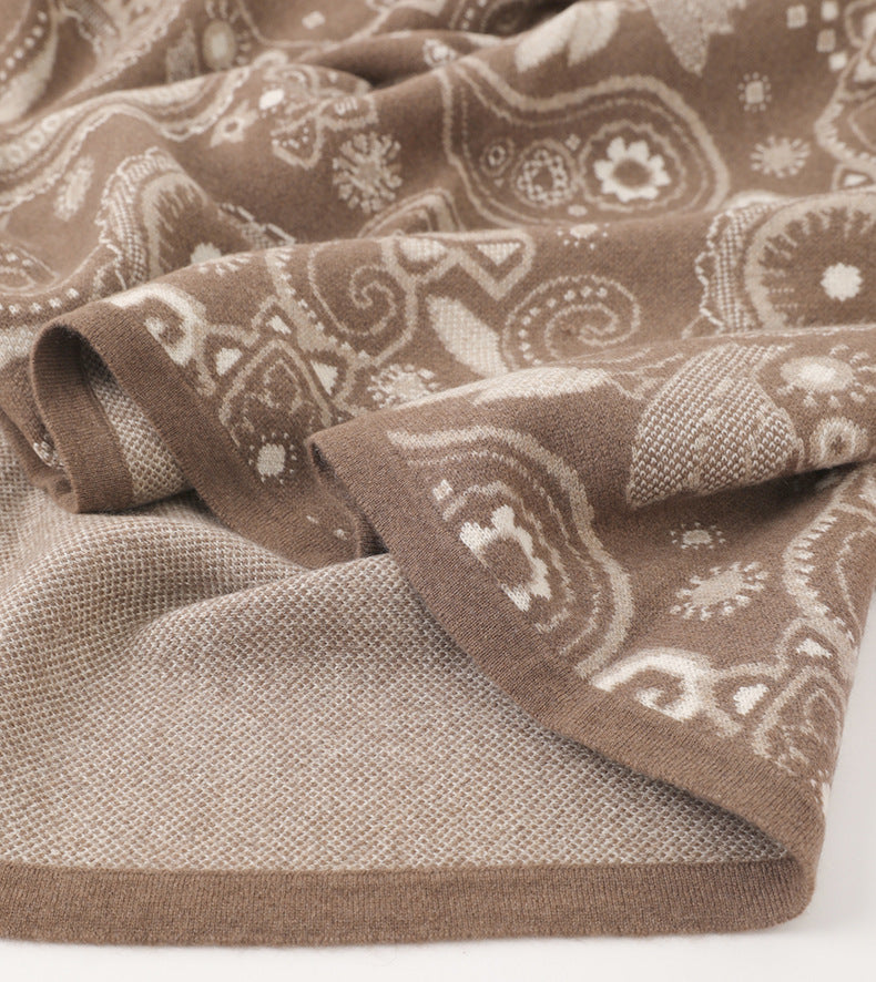 Luxurious QueenSize Cashew Nut Pattern Cashmere Blanket