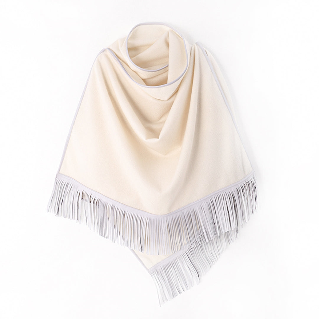 Cashmere Cape  with  Leather Tassels